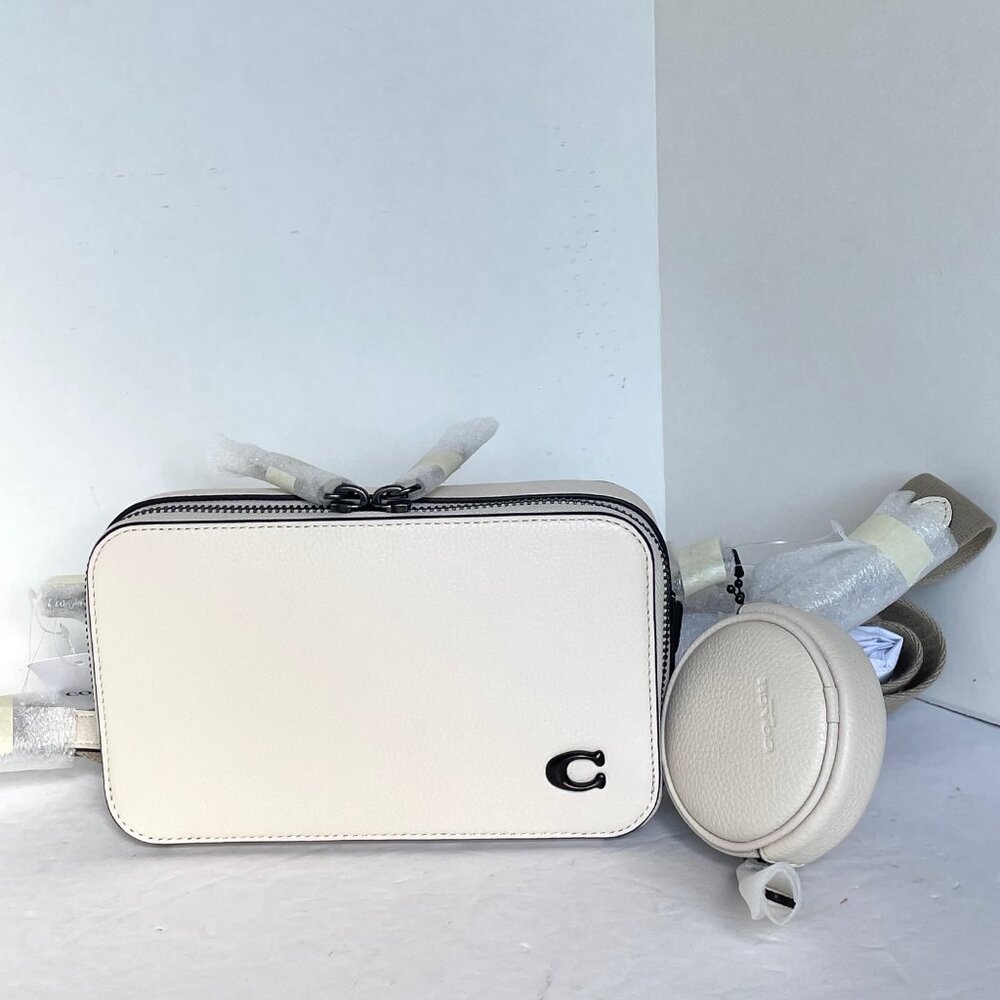 Coach Charter Slim Crossbody Bag White Leather Round Pouch CC070 ORG PKG - Picture 2 of 10
